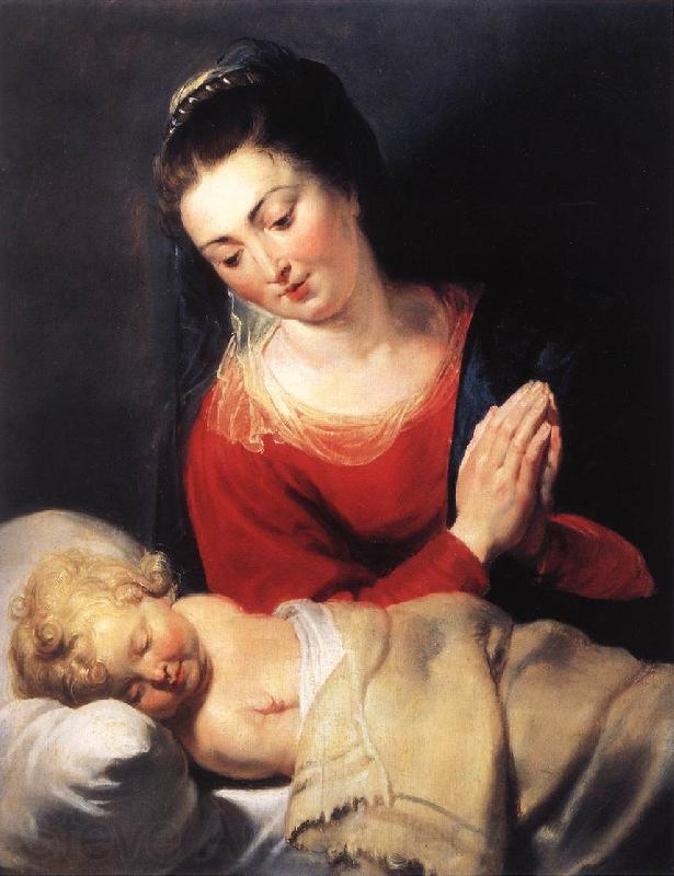 RUBENS, Pieter Pauwel Virgin in Adoration before the Christ Child f Spain oil painting art